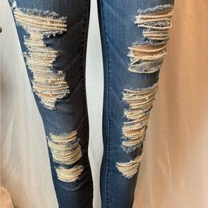 PacSun custom faux pearl Beaded jeans